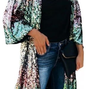 NWT Minuet Multicolor Sequin Ombre Kimono/Cardigan